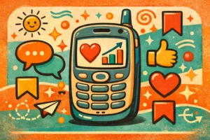 ilustração vintage colorida com ícones de engajamento no Instagram ao redor de um smartphone retrôCompartilharConteúdo do projetoViviCriado por vocêAdicione PDFs, documentos ou outros textos para usar como referência neste projeto.