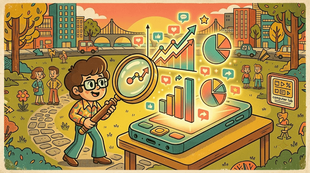 ilustração vintage colorida sobre como analisar as metricas do instagram stories