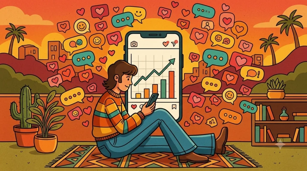 Ilustração vintage sobre por que o Instagram parou de crescer